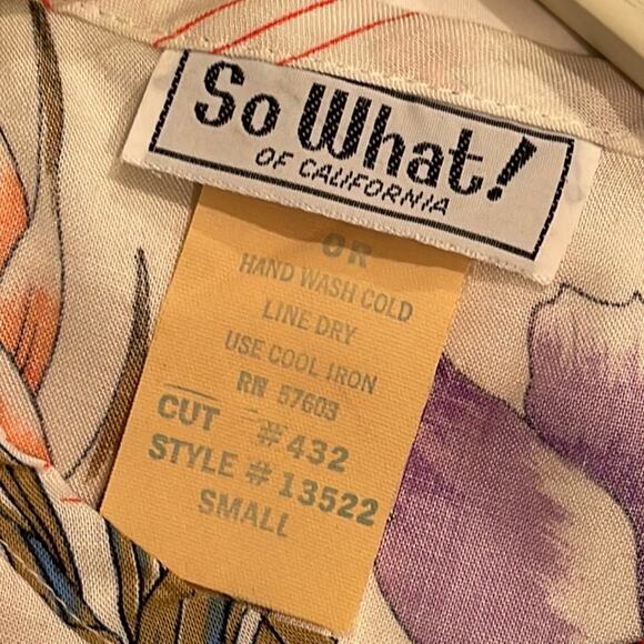 VINTAGE 1980’s Dead Stock So What! Tropical Print Blouse Size Small - Picture 4 of 6